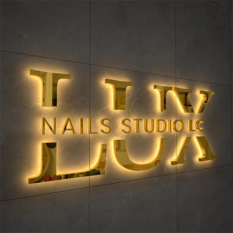 Custom Backlit Sign, Led Metal 3D Letter Sign, Outdoor Business Store Front Wall Logo Sign, Salon SPA Beauty Studio Sign