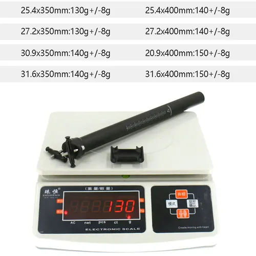 Imagen 2 del producto ELITA ONE Tija de sillín de carbono 25,4/27,2/30,9/31,6 Tija de sillín MTB/bicicleta de carretera ultraligera 130g 62C