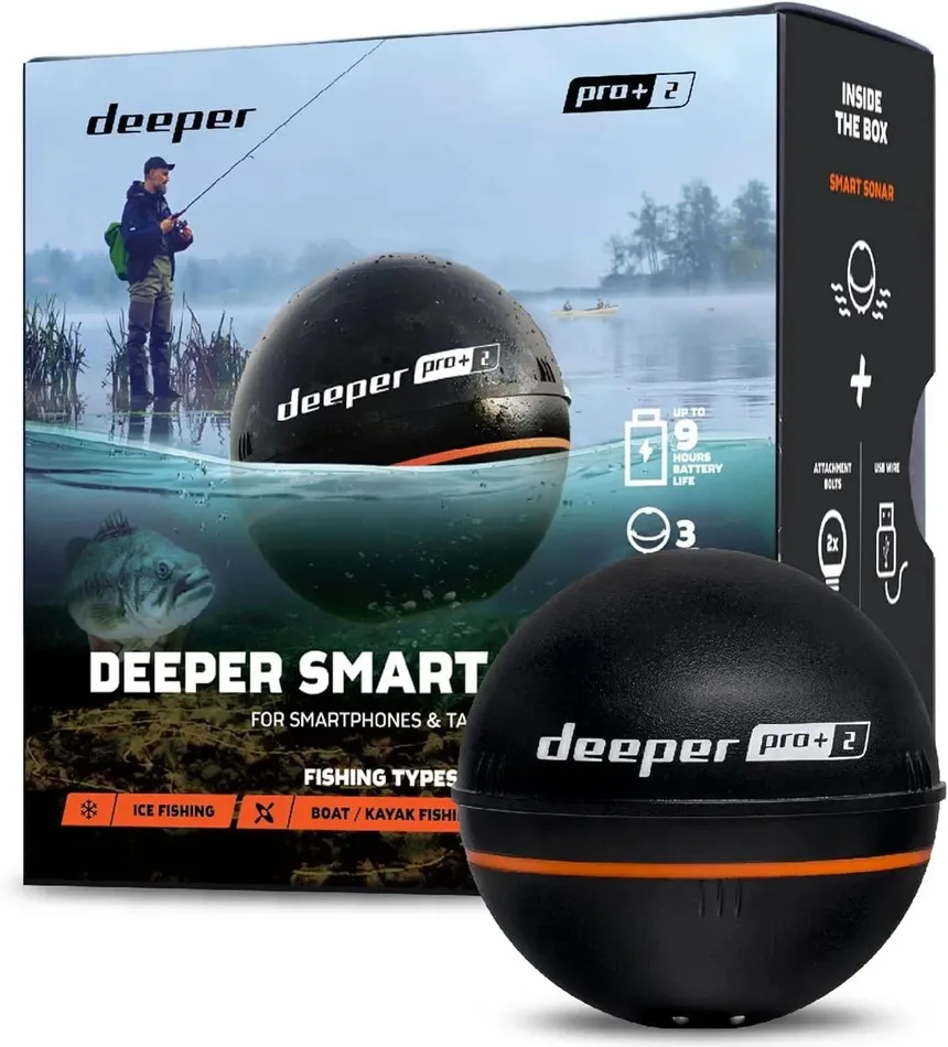 سعر ترويجي على السونار الذكي Deeper PRO+ الجديد - جهاز تحديد المواقع العالمي (GPS) اللاسلكي المحمول Wi-Fi Fish Finder
