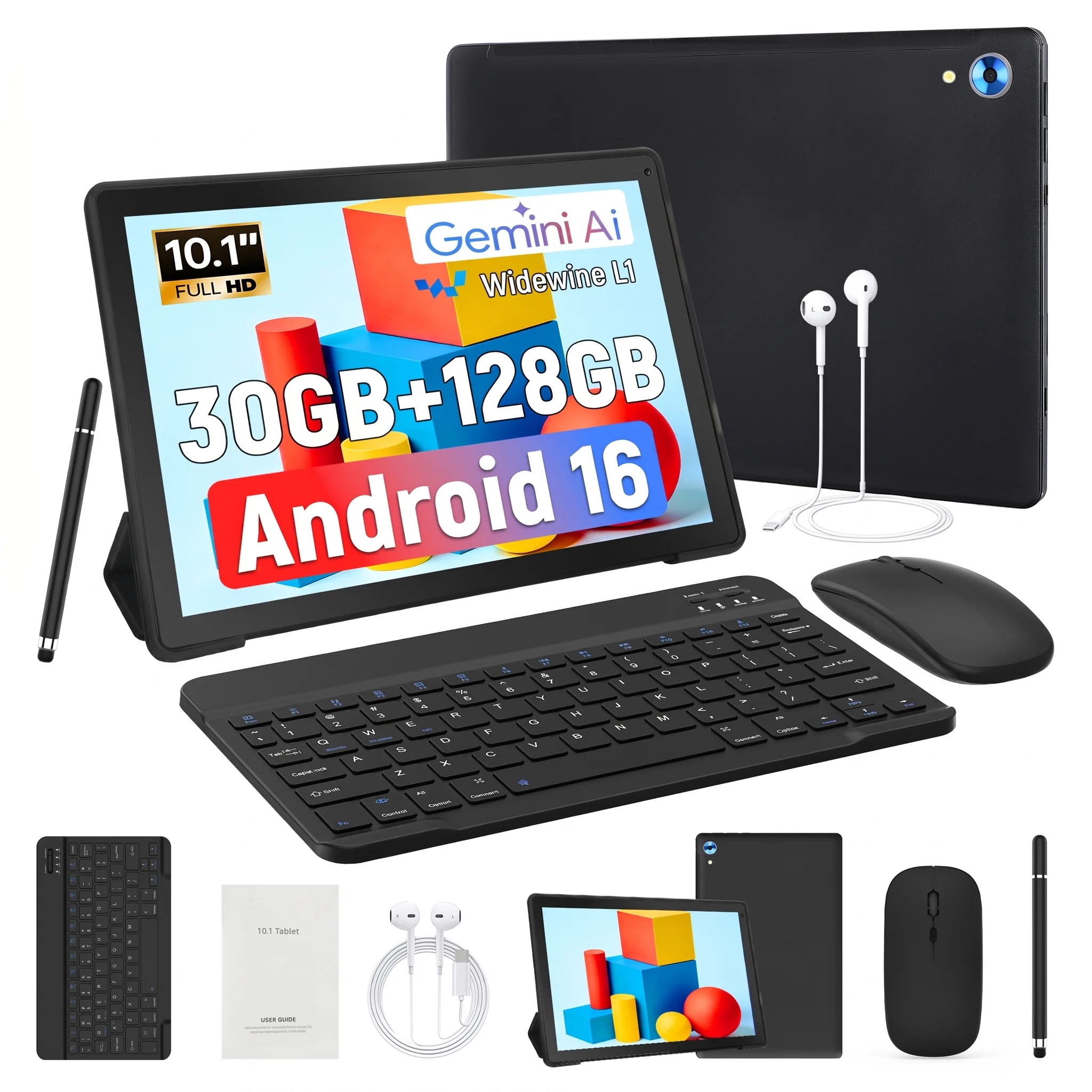 X108 Tablet 10.1 Inch 30GB(6G+24G) RAM 128GB ROM Android 16 Octa‑Core IPS Display 6000mAh New Upgrade Complete Accessory Set for Student Back To Schoo