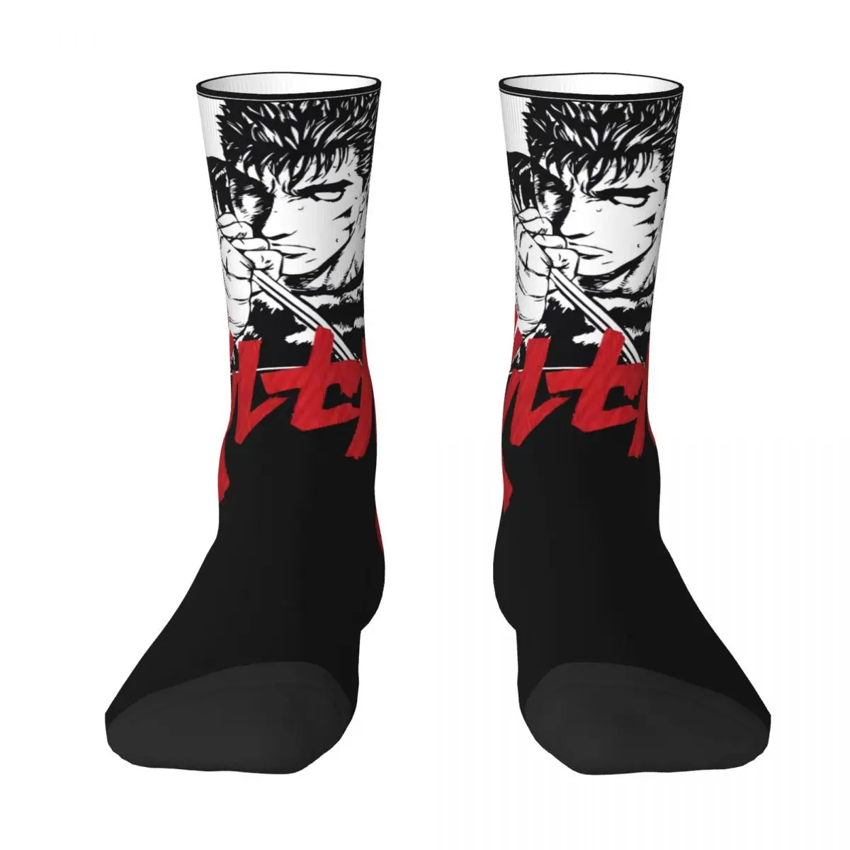 

Hip-hop Berserk Guts Metal Anime Football Socks Swordsman Japanese Manga Middle Tube Socks for Women Men Sweat Absorbing