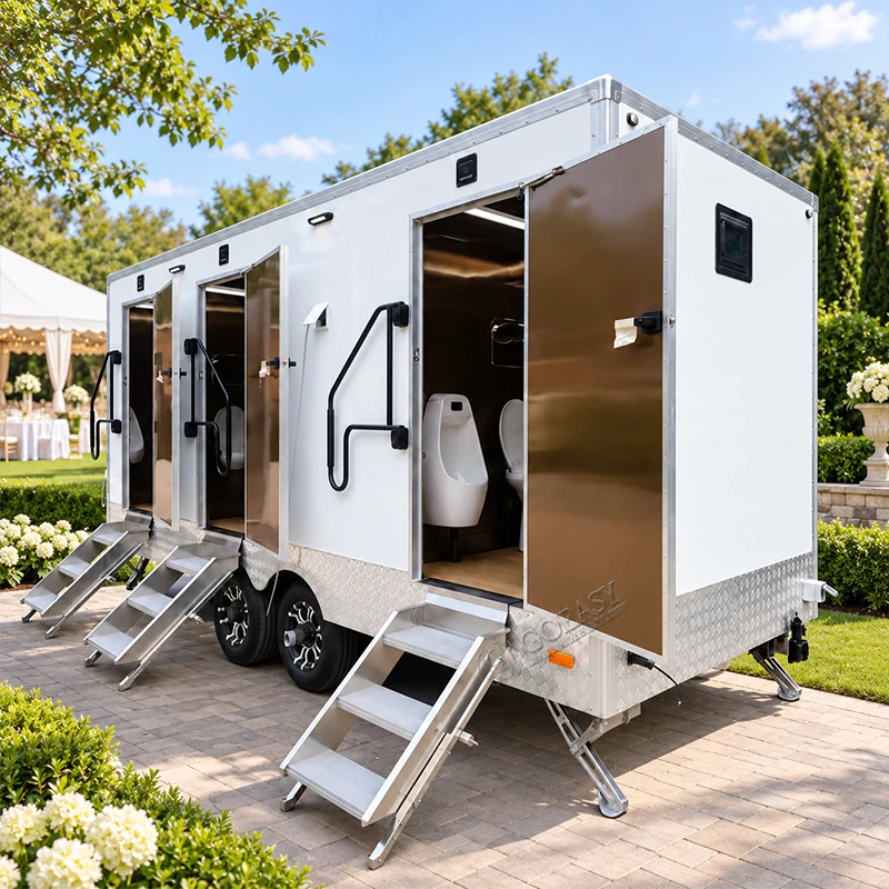 Luxury VIP Restroom Trailer Custom Portable Mobile Bathroom Trailer for Luxury Weddings Events and Commercial Projects