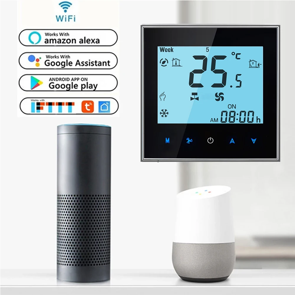 Imagem -02 - Qiumi Smart Wifi Termostato ar Condicionado Controlador de Temperatura Funciona com Alexa Google Home