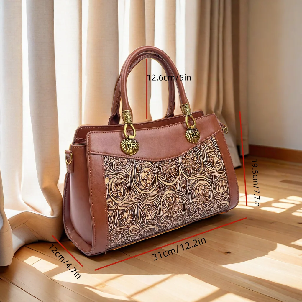 2024 new retro embossed three-dimensional relief pu tote bag shoulder bag exquisite workmanship