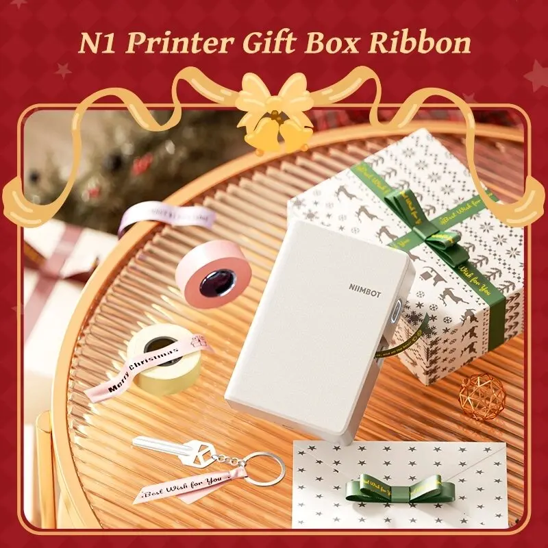 Christmas Gift Niimbot B18/N1 Ribbon Waterproof Heat Transfer Label Carbon Tape Set for Name Flowers Gift
