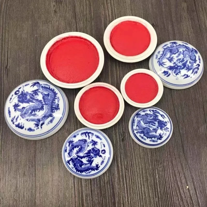 Calligraphy and Printing Mud Authentic Chinese Painting Ink Box Inkpad Seal Ancient Style Red Cinnabar Printing Castor Mud Oil ﻿