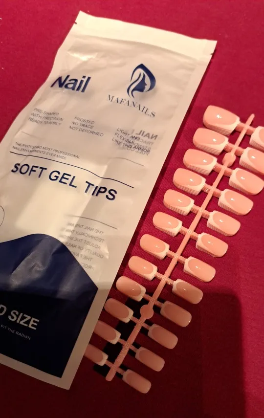 120Pcs Short Square White French Fake Nails Tips Nude Pink Coffin-shaped Glossy Press on Nails Full Cover Wearable False Nails-# photo review