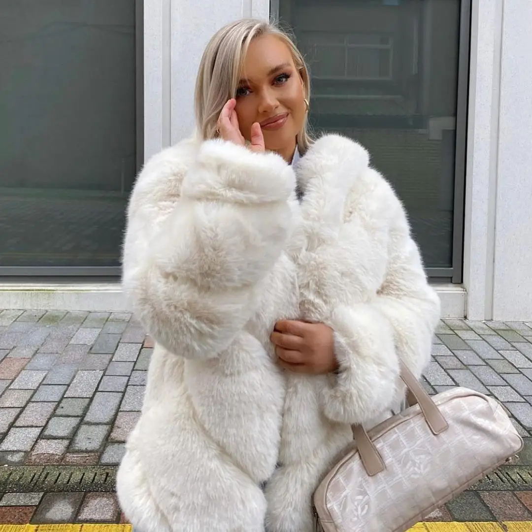 

Mid-length Real Fox Fur Jacket with Hood Women Winter Fashion Natural Wholeskin Fox Fur Coat Female Thick Warm Fur Overcoats