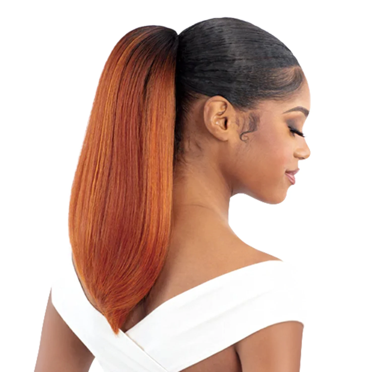 Milky Way Que Human Hair Blend Drawstring Ponytail Q-Straight 14 inci