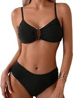 Recorte dorado europeo y americano de verano |   Conjunto de bikini para mujer, estilo elegante y lujoso, traje de gala de playa de verano