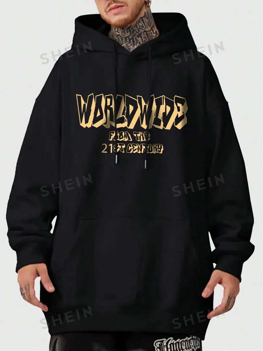 

New century printed American high quality loose men's trendy hoodie