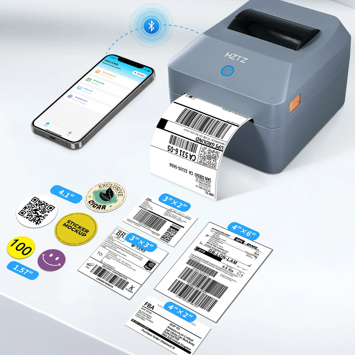 T40 4 polegadas etiqueta de envio/express/impressora de etiquetas de código de barras térmica 4x6 polegadas fabricante de etiquetas compatível com iPhone Android Mac Windows