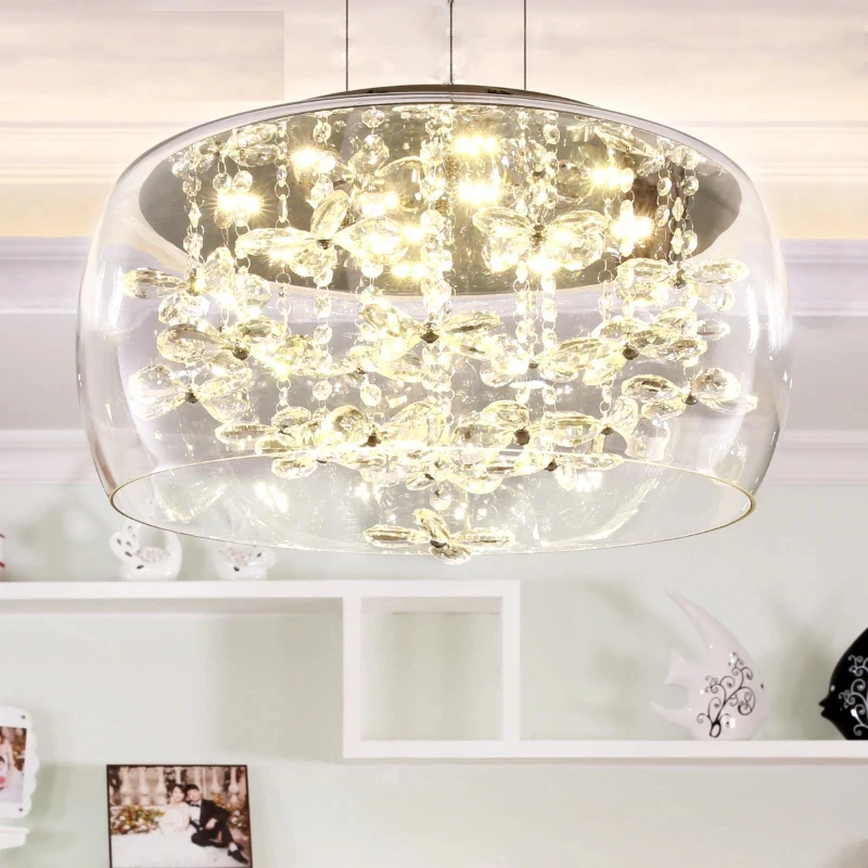 

Modern K9 Crystal Flower Dining Pendant Lamp Fixture Home Living Room Bedroom Decoration Transparent Glass LED E27 Lighting