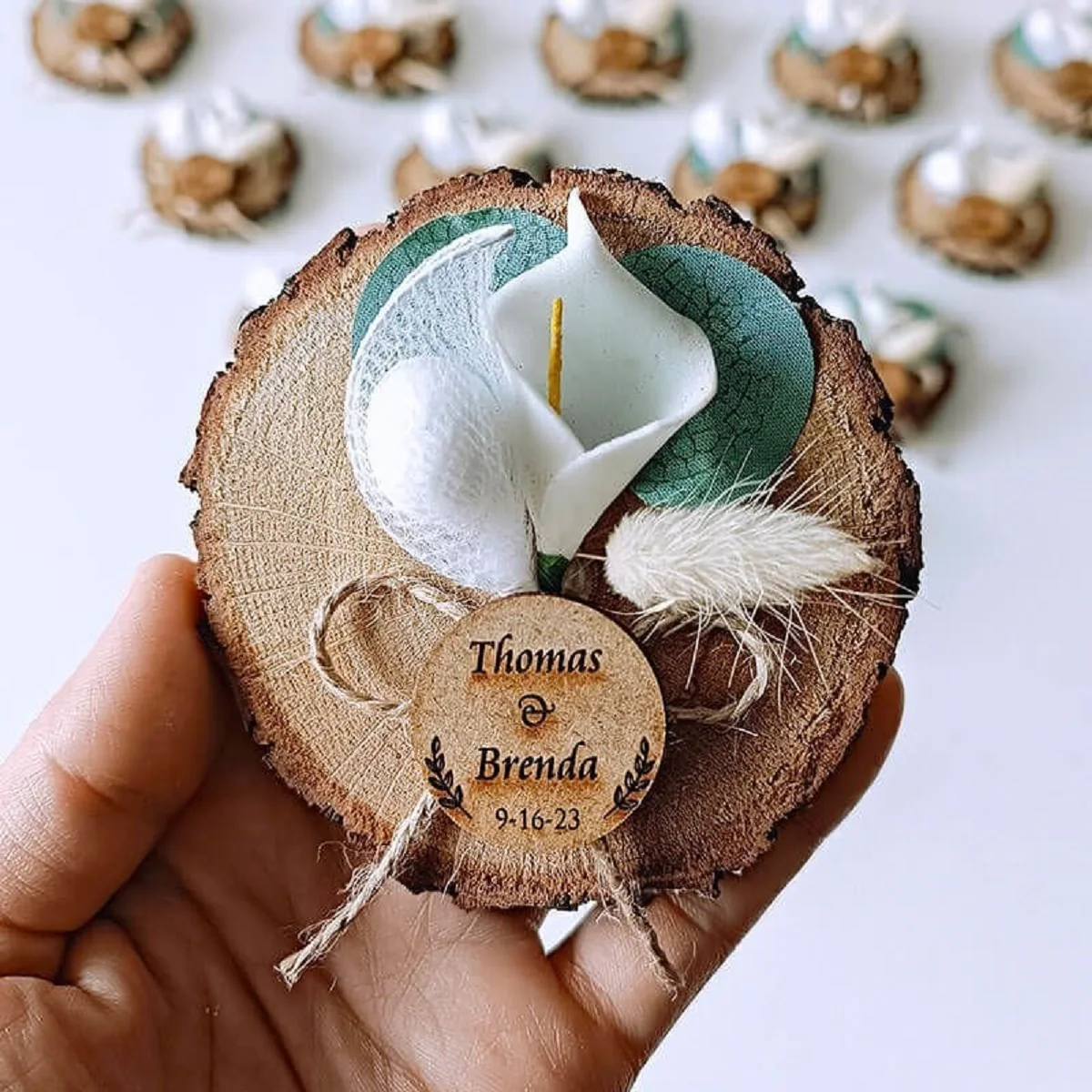 

Wooden Log Magnet Party Favors & Personalized Name Tag as Wedding Favors, 50 Set - Party Favors, Baby & Bridal Shower Favors