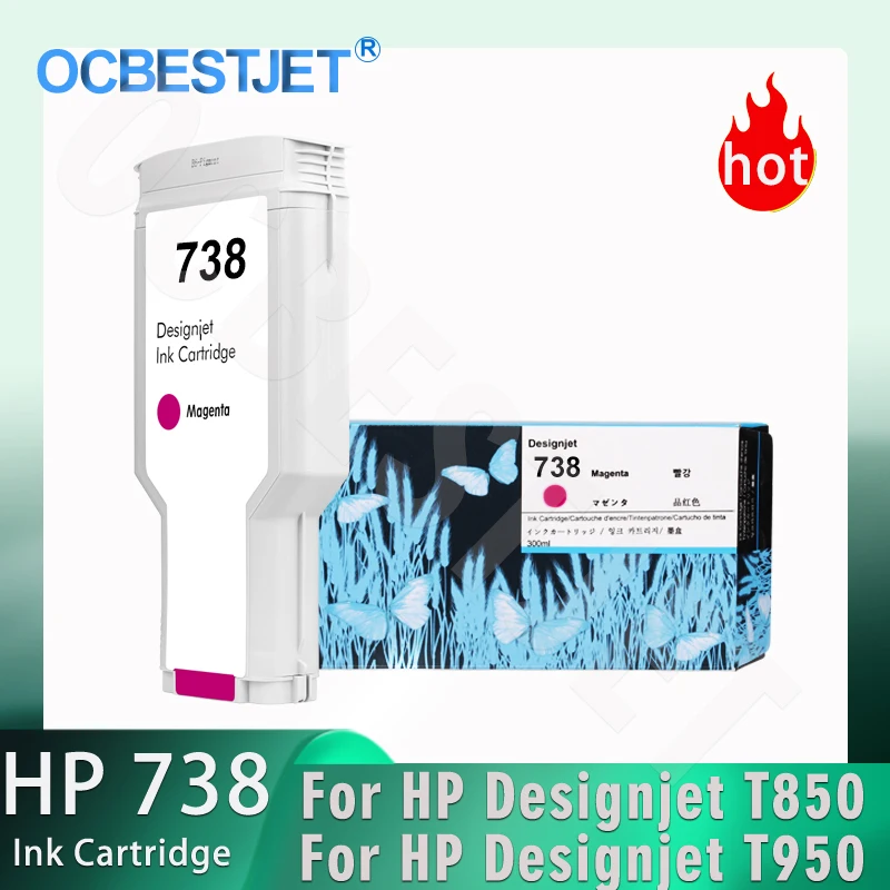 For HP 738 HP738 Non Original ink cartridge for HP DesignJet T850 498n5a 498n6a 498n7a 498P2a printer With Full pigment Ink