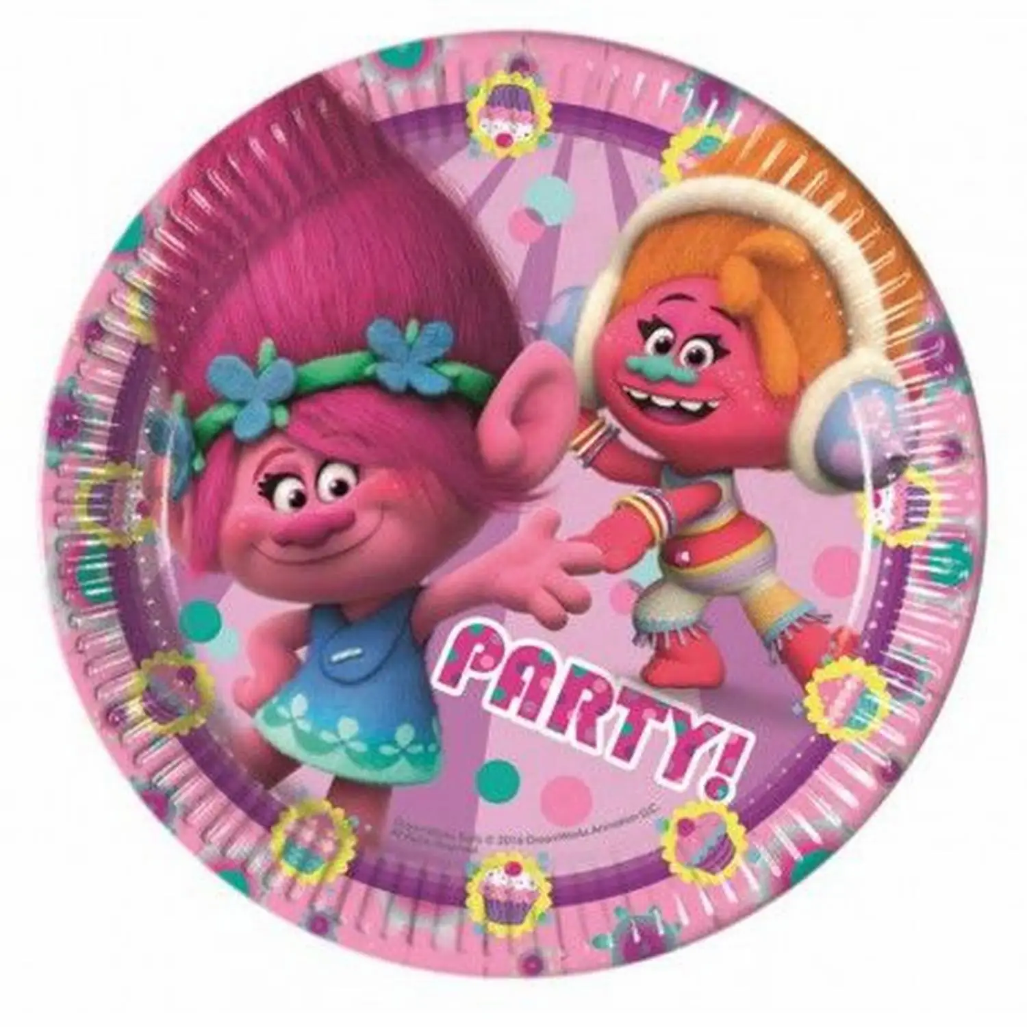 Pack 8 cardboard plates Trolls Poppy Party accessories children Party accessories