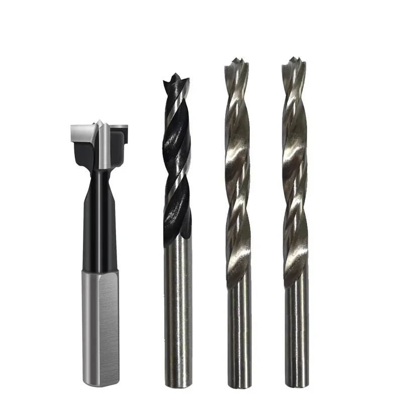 Woodworking side hole machine drill bit three-pointed drill hole opener 8mm10mm15mm three-in-one rotating head