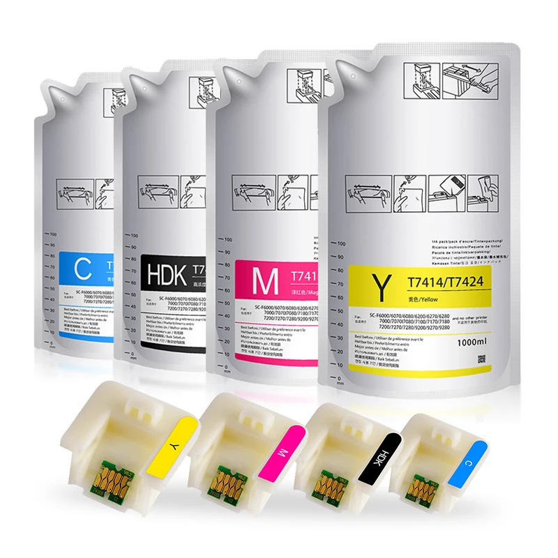 T7414 T741X Ink Packs Dye Sublimation Ink Pack For Epson SureColor F6000 F6070 F6200 F6270 F7000 F7200 F7270 F9200 With Chip