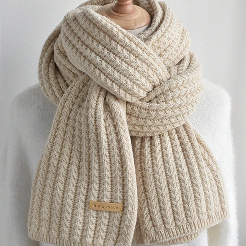 Winter Scarf Women Mens Thick Cable Knit Wrap Chunky Long Warm Scarf for Travel Office Warm Cashmere Scarves Neckercheif