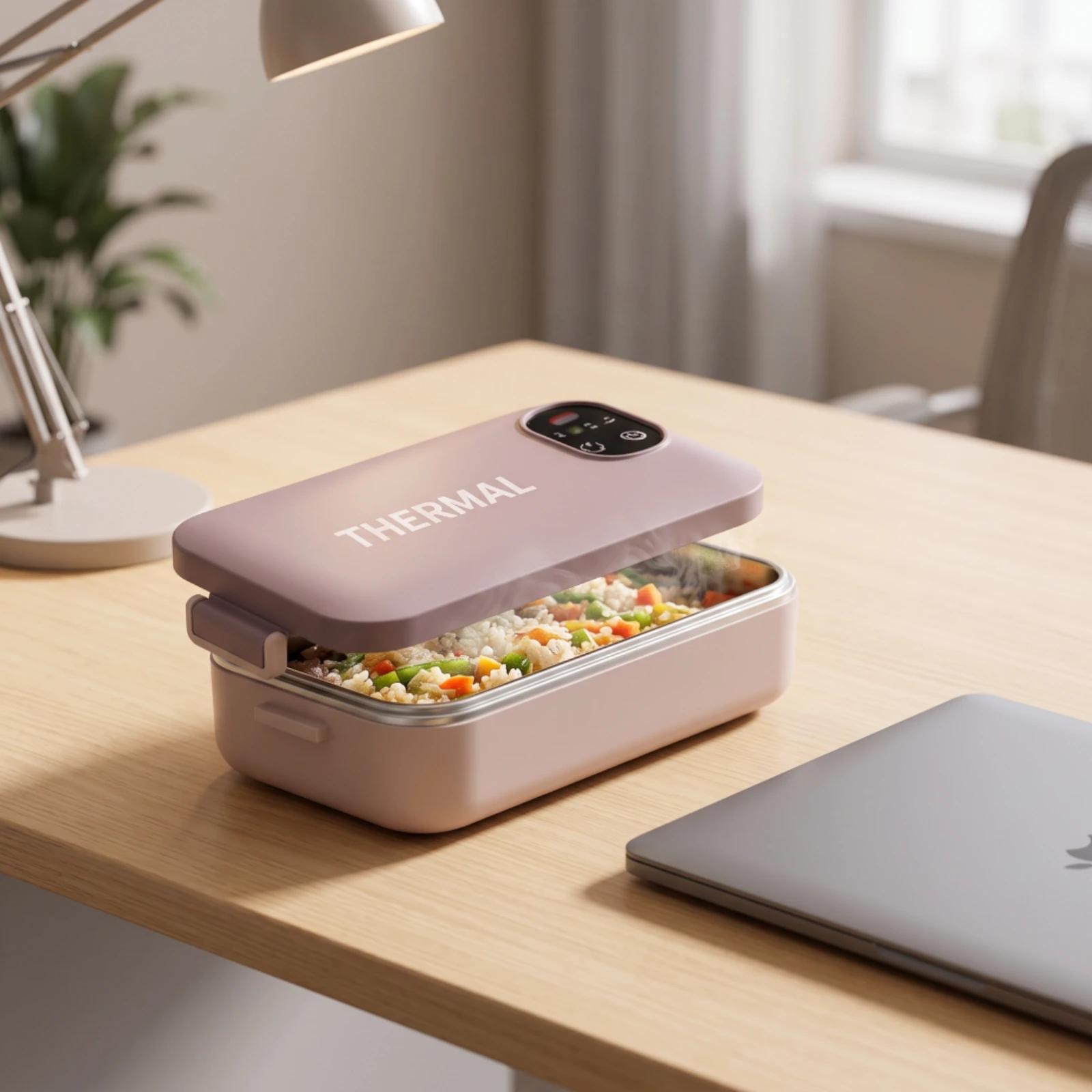 Electric Lunch Box With Stainless Steel Container Smart Rechargeable Insulated Lunch Container Food Warmer Compact For Office