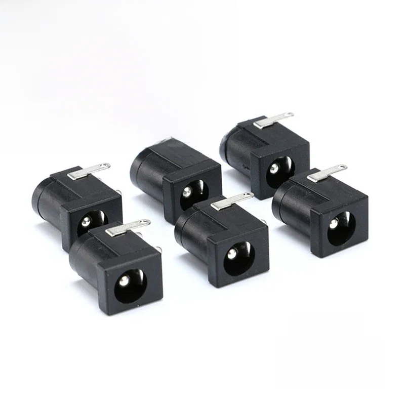 10 szt. 5.5x2.1mm DC-005 Czarne Gniazda Zasilania DC Złącza DC Typu Beczkowego Kątowe Do Montażu PCB Terminal 5.5x2.5mm — zdjęcie 2