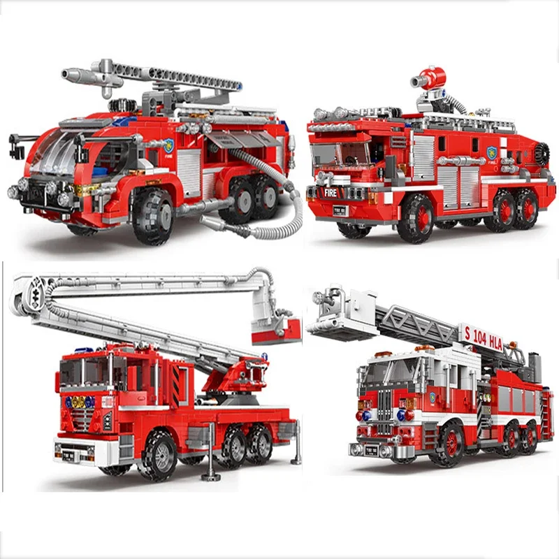 Simulatie Stadsbrandweerman Reddingstechniek Voertuig Beweegbare Bouwsteen Brandweerwagen Modelbouwpakket Kinderen Geassembleerde Speelgoedgeschenk - afbeelding 2