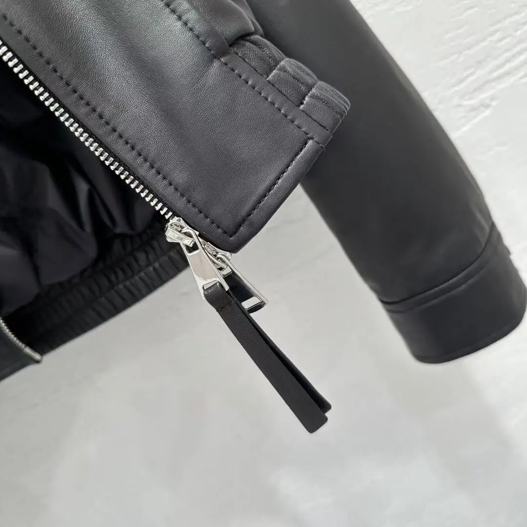 캐주얼 여성 가죽 재킷 양털 칼라