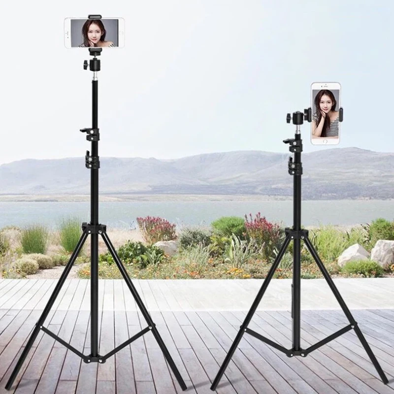 Up to 210cm steel three-stage mobile phone tripod stand [with mobile phone holder]