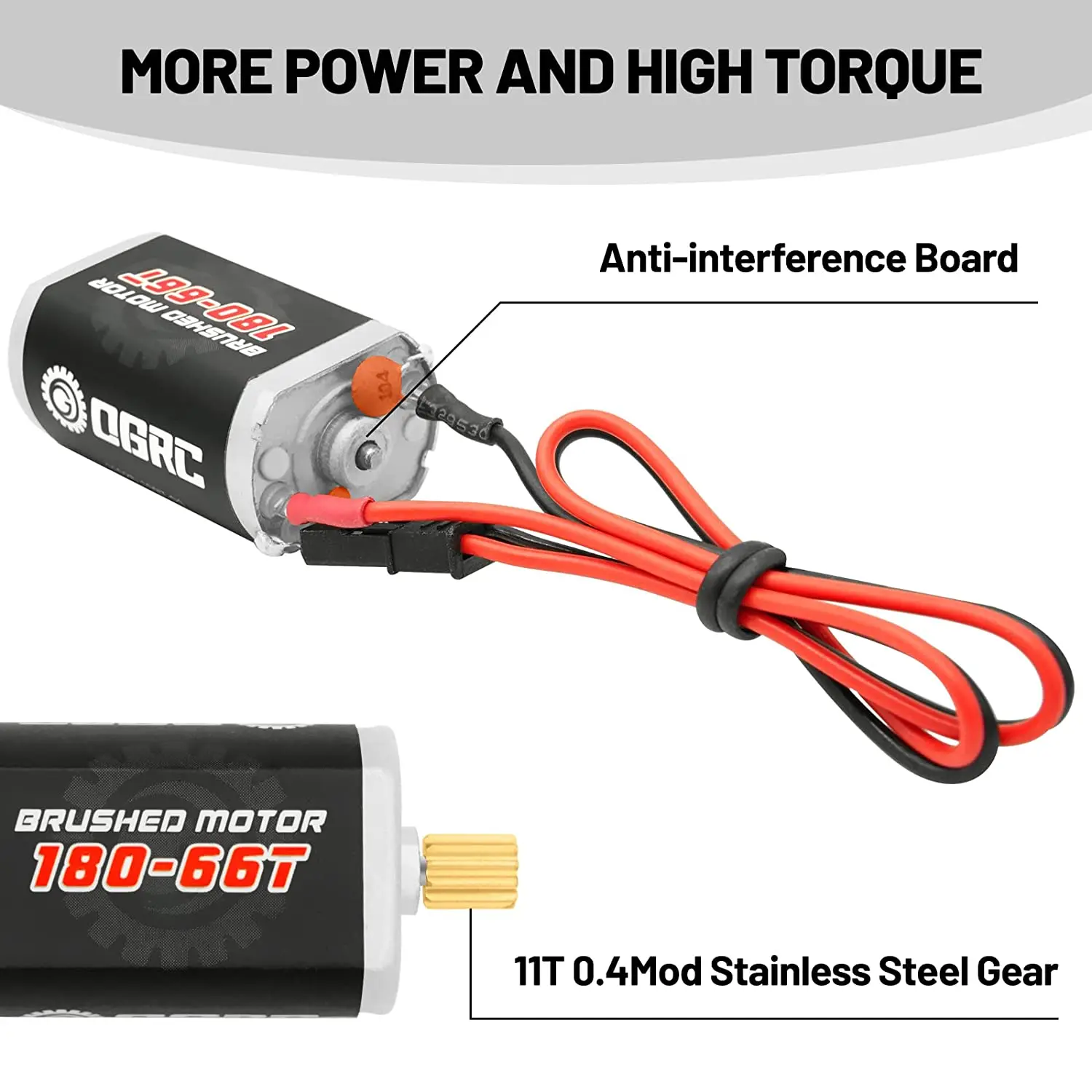 180 Brushed 66T Motor with 11T Stainless Steel Pinion for Traxxas  TRX4M 1/18 RC Crawler Car Upgrade Replace Accessories