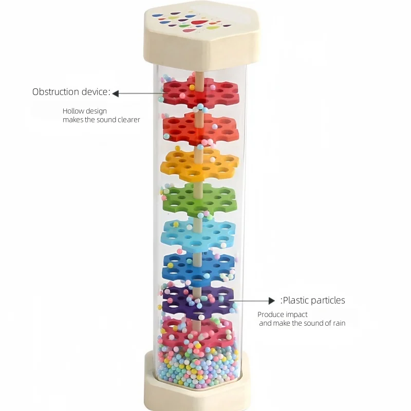 Wooden Rain Stick,Wooden Rain Sound Tube Instrument Rain Maker Musical Instrument Music Shaker Toy Hearing Enlightenment Toys