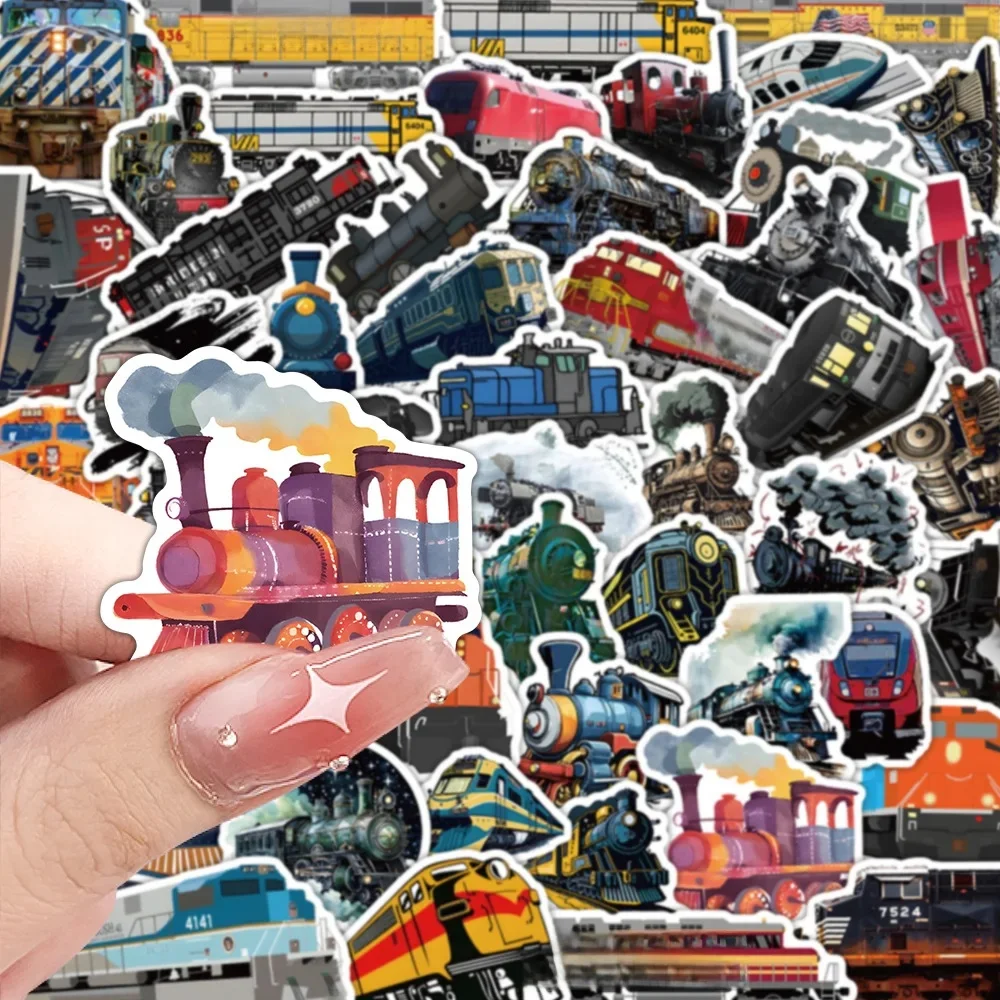 Autocollant de dessin animé Train Cool, étiquette Scrapbooking, pour valise, téléphone, ordinateur portable, papeterie, jouet pour enfant, 10/30/60 pièces