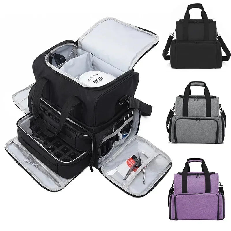 Draagbare 3 Laags Nagellak Opbergtas Organizer Dames Reis Etherische Olie Opbergdoos Multifunctionele Opslag Schoudertas - afbeelding 2