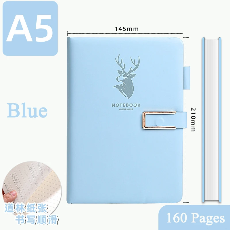 A5 Notebook Leather Hardcover160 Sheets Planner Diary Notepad Journal Students Agenda Stationery Office School Supplies