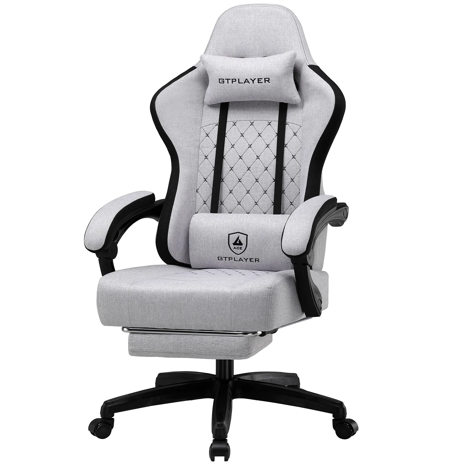 GTPLAYER Gaming Chair Ergonomischer Gaming Sessel Schreibtischstuhl mit Stoffoberfläche, Federsitzkissen, Verbindungsarmlehnen