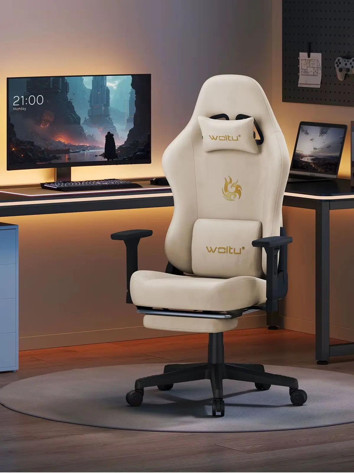 WOLTU Gaming Chair Ergonomic Computer Office Chair with 3D Armrests Adjustable Backrest Desk Swivel Chair