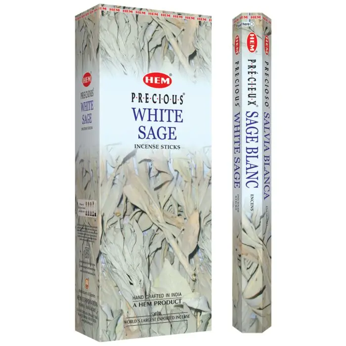 White White Sage HEM Incense-Full Box with 6 Boats-120 Rods