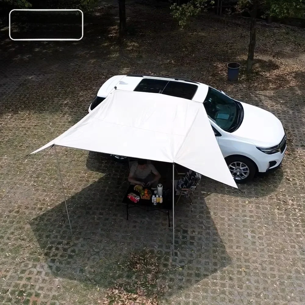 Manta Ray Auto Zijluifel Zwarte Coating Tarp met Zuignap Anker Outdoor Camping Toeristische SUV Tent Schaduw Waterdicht Anti UV - afbeelding 2
