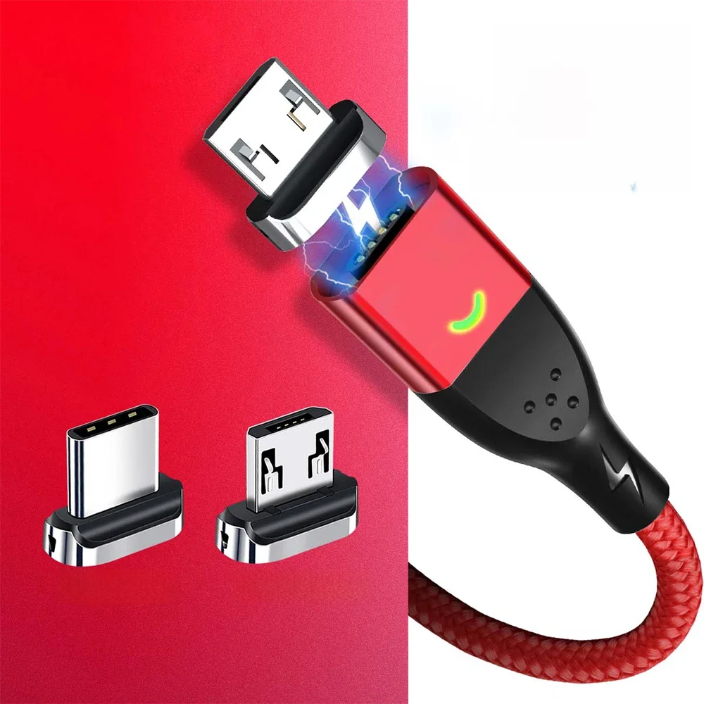 FONKEN Magnetisches Micro-USB-Typ-C-Kabel, schnelles Aufladen, Datenkabel, Magnet-Ladegerät, USB-Typ-C-Kabel für Huawei Xiaomi 13 Pro