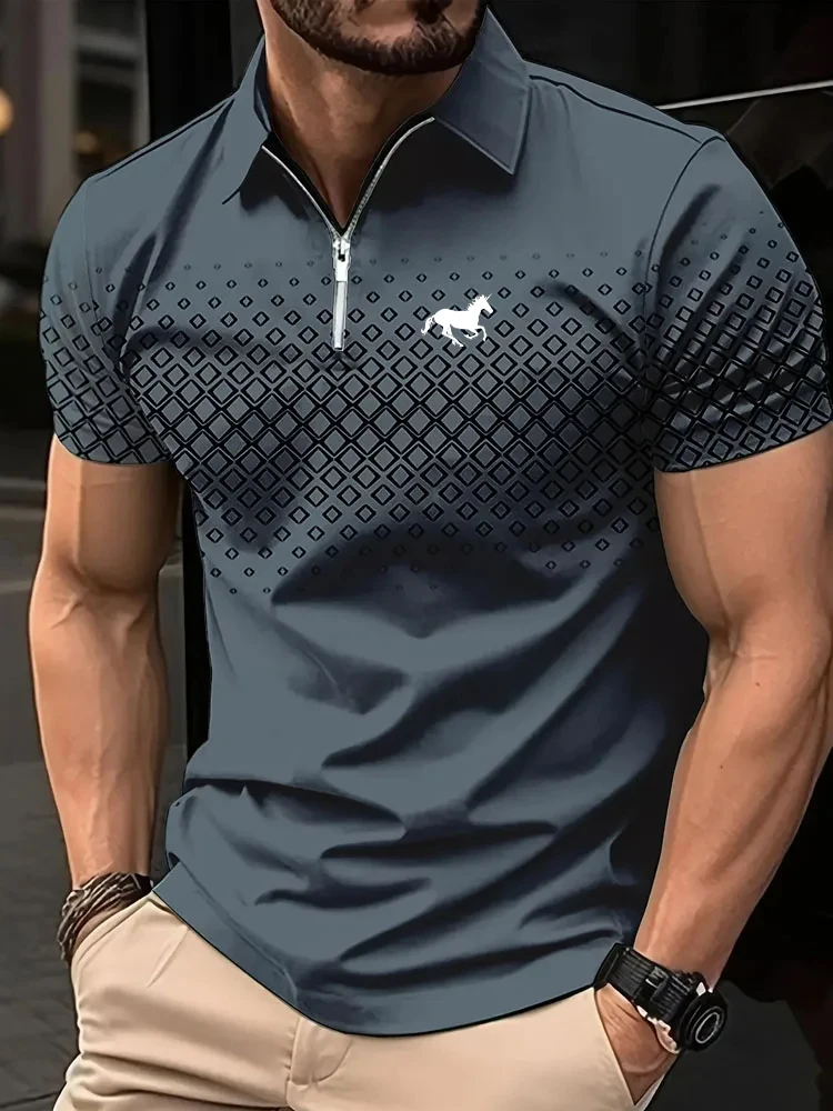 Men's 3D Print Polo Shirt Golf Polo Short Sleeve Polo Shirts Collar Business Casual Dailywear Sport Vacation Zipper 3D Print