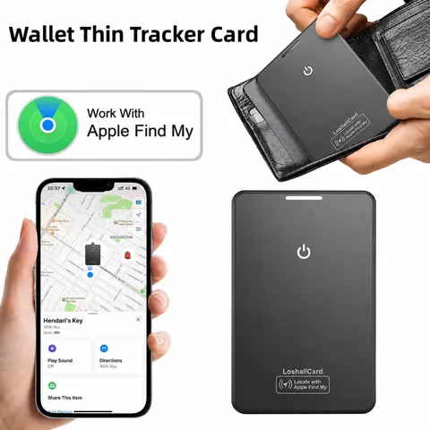 Wallet Tracker Card Slim Rechargeable Waterproof Bluetooth Locator Compatible Apple Find My Anti-Lost Smart Tag for Keys Luggage