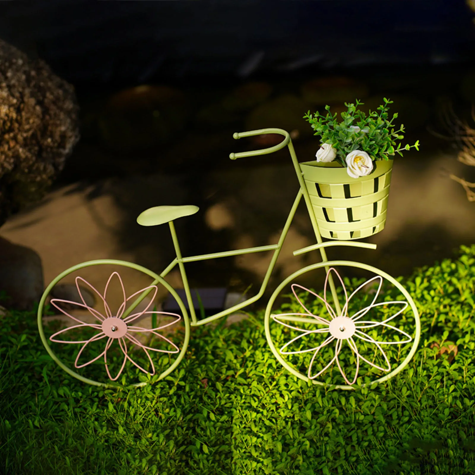 

Creative Bicycle Shaped Garden Stake Flower Pot Ornament Metal Bicycle Plant Rack for Home Office Corner Holiday Decor