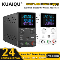 KUAIQU 30V 10A DC Lab Power Supply LCD 24V 12V Adjustable Power Source Programmable Voltage Regulator USB-A 5V 2A Phone Repair