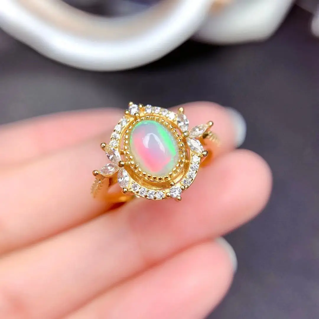 

KJJEAXCMY Women's Ring 925 Sterling Silver Natural Opal Inlaid Elegant Party Birthday Wedding Jewelry Gift