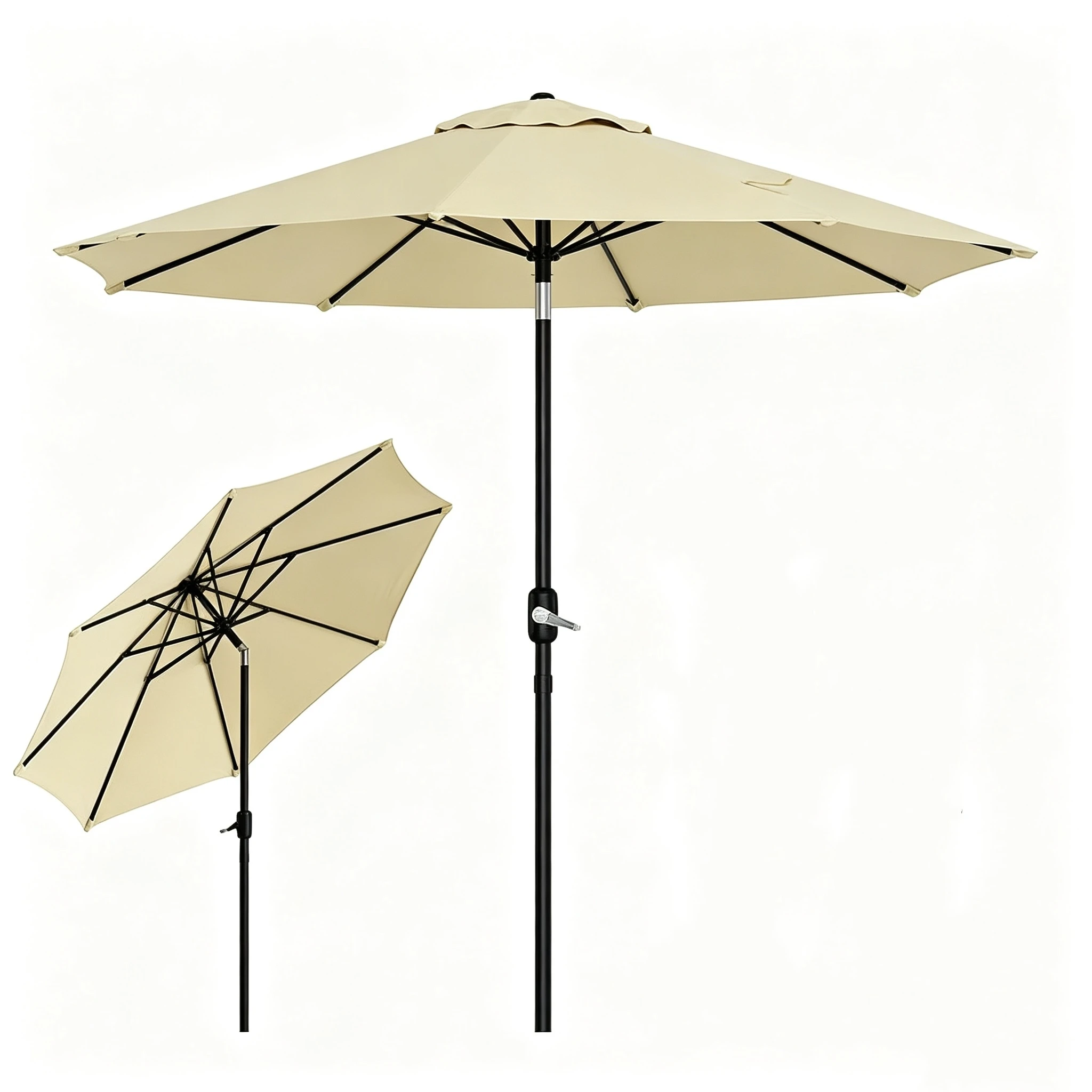 Paravent de jardin avec manivelle et fonction d'inclinaison |   Protection UV 50+, imperméable, 8 poutres en fer, pour terrasses, balcons, piscines et extérieur