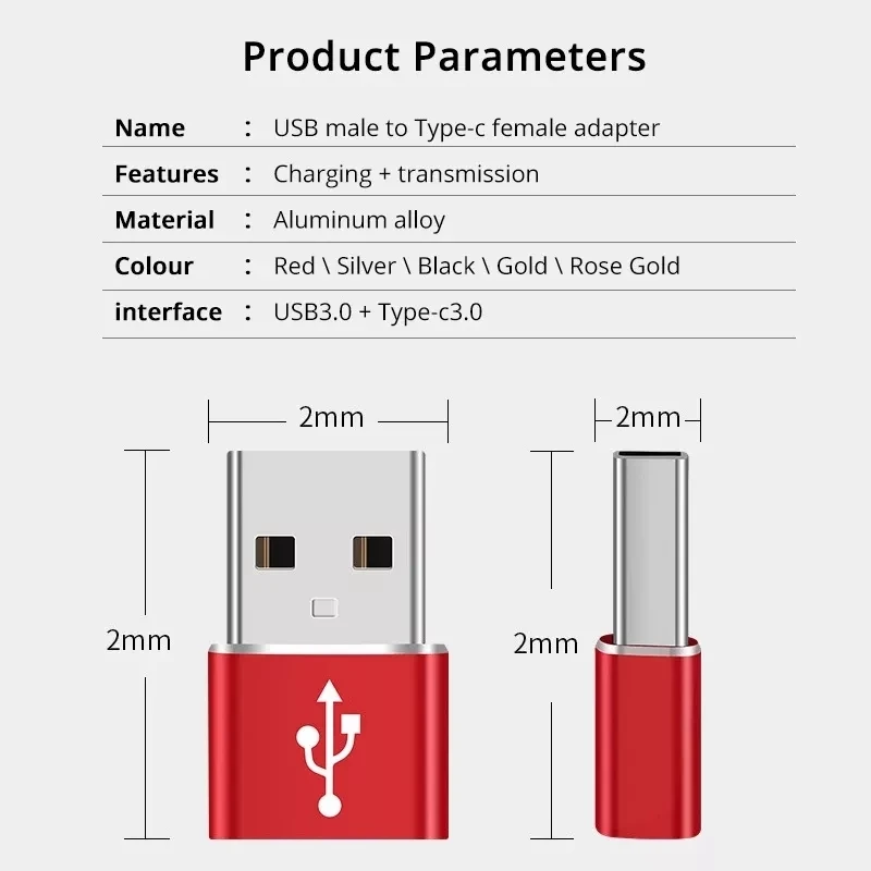USB A Male to Type C Female Connectors Charger Converter Type-C Adaptors USBC USB-C to USB Adapter