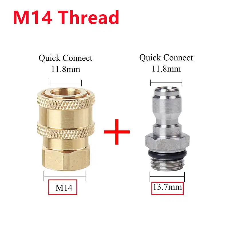 High Pressure Washer Connector 1/4 Inch Quick Connect & Disconnect Socket With M14 G/14 Thread Male & Female Adaptor