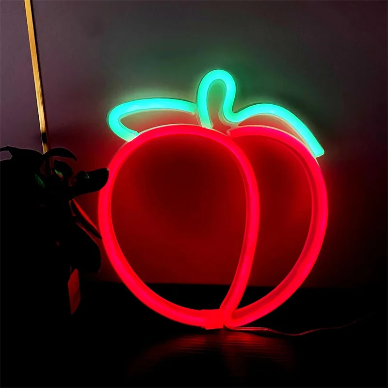 Peach Neon Signs, for Teens Kids Room Bedroom Gaming Room Wall Decor,Handmade Neon Sign Lights for Party Home Bar Art Decoration