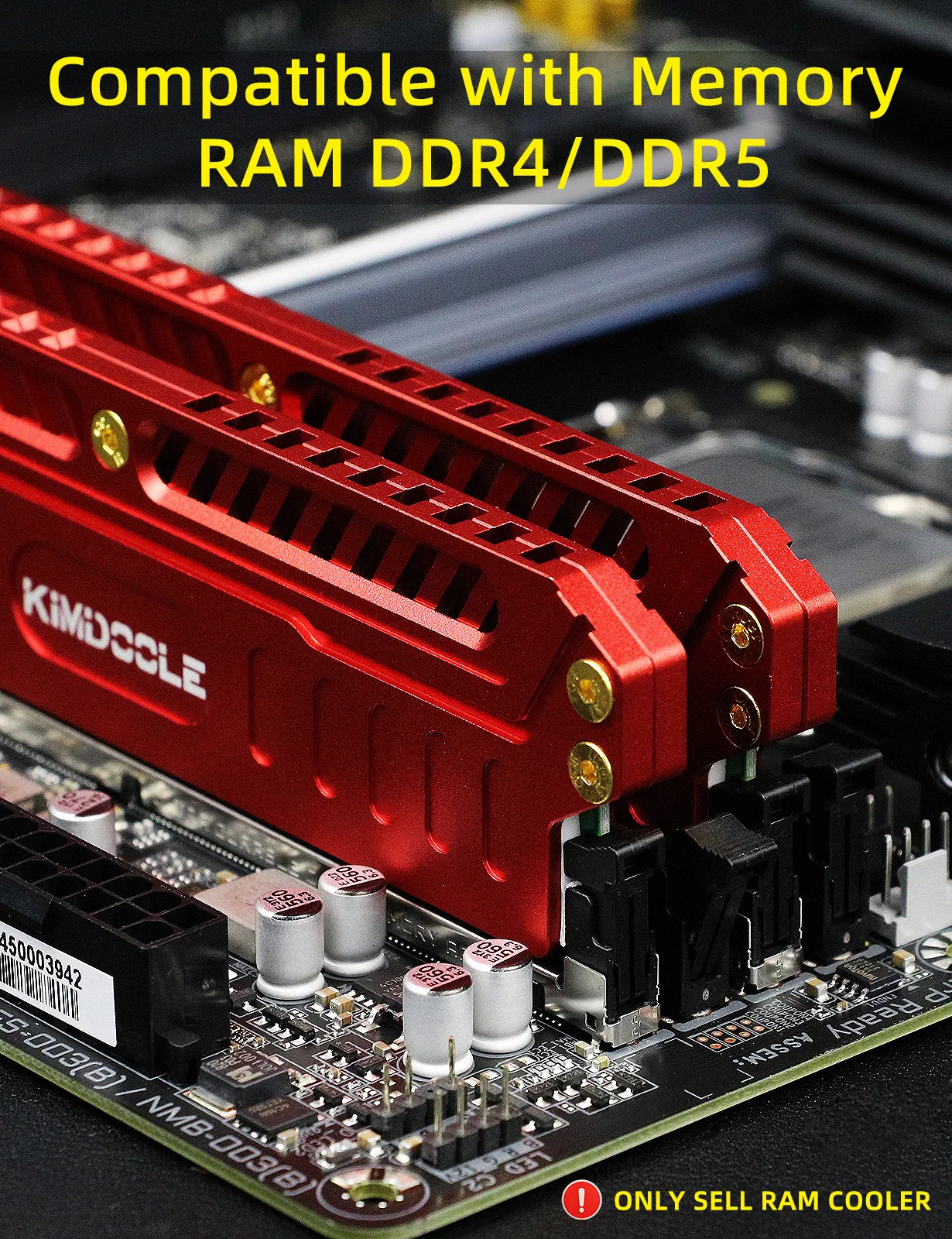 Kimdoole DDR4/DDR5 Aluminum Alloy Memory RAM Cooler Cooling Heatsink Cooling Vest for PC RAM PC Game Overclock Cooler for Ram