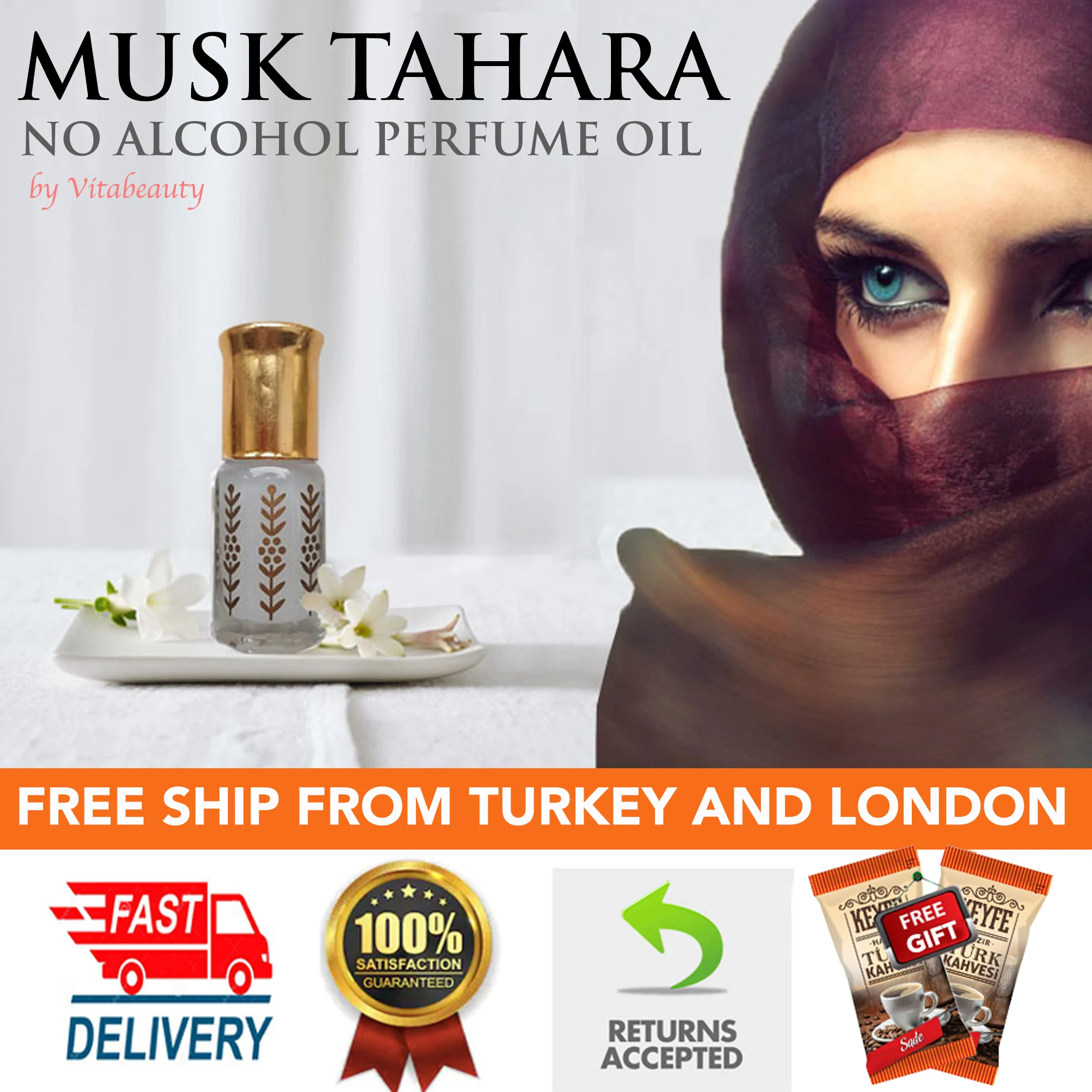 Musk Al Mekkah Musk Aswad Tahara Ottoman Oud Perfume Oil NO ALCOHOL Floral Halal Fragrance Body Oil Bottle Premium Quality Attar