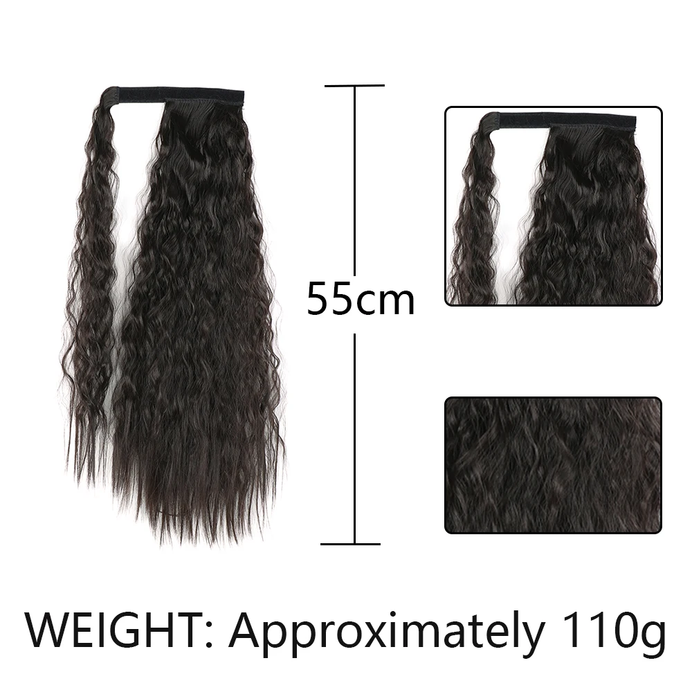 Synthetic Corn Wavy Long Ponytail For Women Hairpiece Wrap On Hair Clip Ombre Brown Blonde Hair Extensions Pony Tail